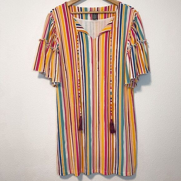 Chelsea & Theodore Bright Striped Dress M - Picture 1 of 6